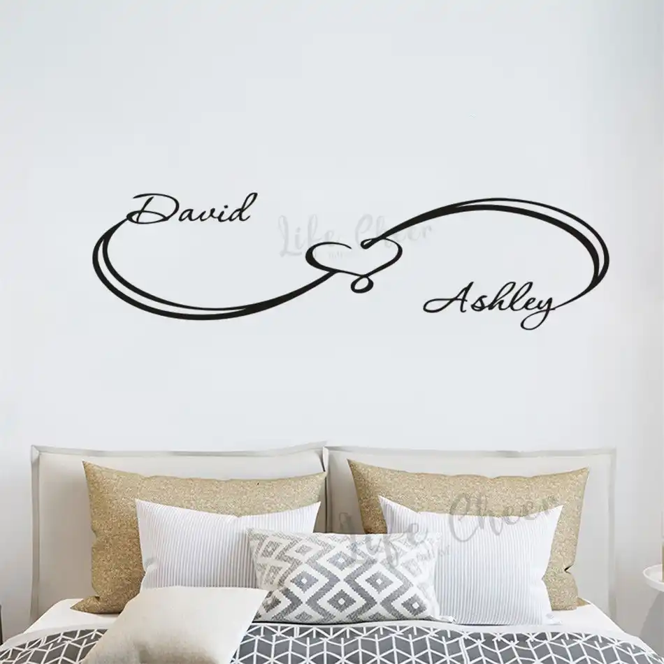 Infinity Love Design Wall Sticker Custom Couple Names Vinyl Wall Decal Infinity Love Sign Wall Art Murals Home Decor Az1023 Wall Stickers Aliexpress