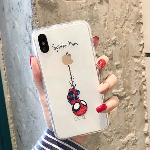 Милый человек-паук Marvel телефон для iphone 11 Pro Max 6 7 8 6s Plus чехол для iphone X XS XR xs max 5 5S se чехол прозрачный - Цвет: 01A