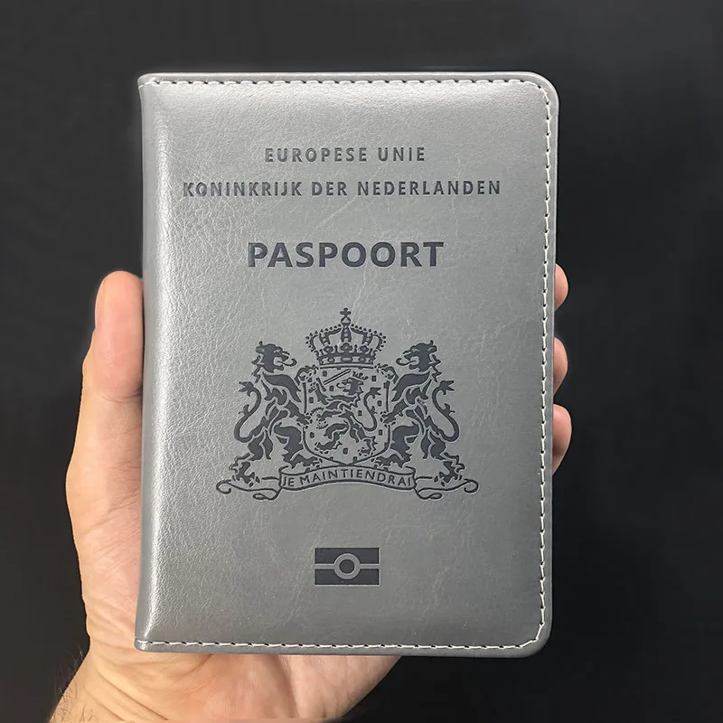 Nederland Обложка для паспорта мягкая из искусственной кожи Nederland голландская Женская Обложка для паспорта Nederlanden netherland paspoортопедическая - Цвет: Серый
