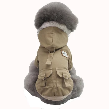 

Winter Pet Clothes for Dog Jacket Wool Hooded Military Uniform Warm Cotton Jumpsuit Thicken Costume Small Medium Large Dog Cats
