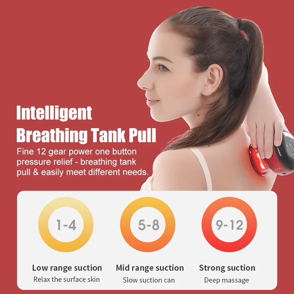 12 Gears Electric Cupping Therapy Massager Vacuum Suction Cups Adjustable Therapy Cupping Guasha Massage Tool Muscle Stimulator 3