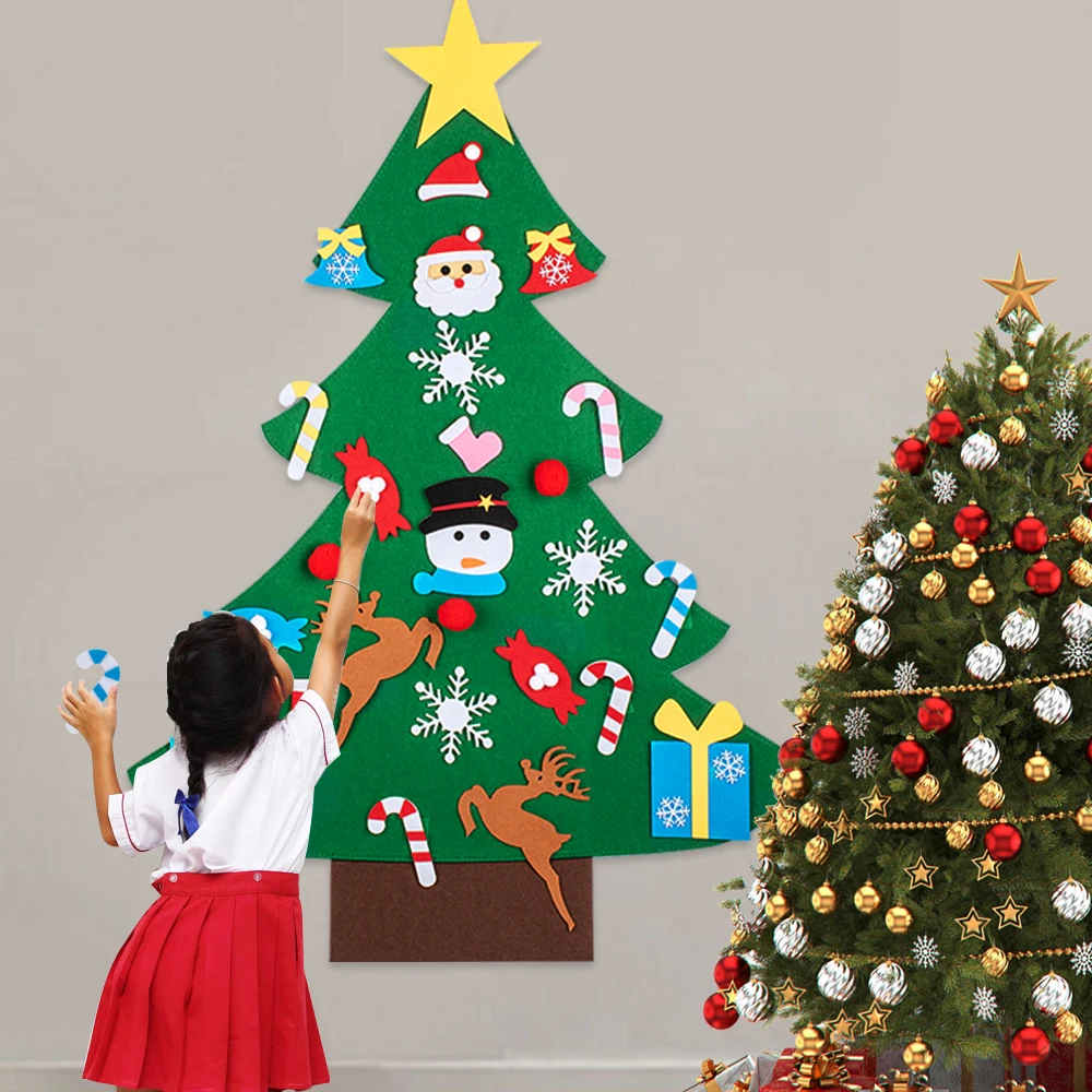 Merry Christmas DIY войлочная Рождественская елка новогодние подарки Детские игрушки искусственное дерево настенные украшения Рождественское украшение для дома