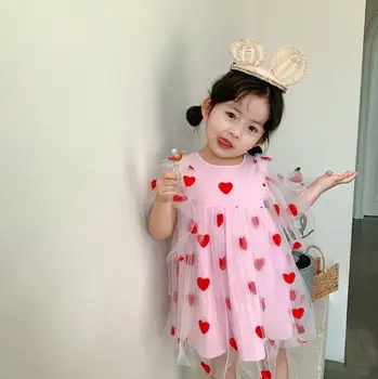 

2020 Korea Style Baby Girls Tulle Princess Dress Summer Girls Dresses Kids Clothes 2-7 Years