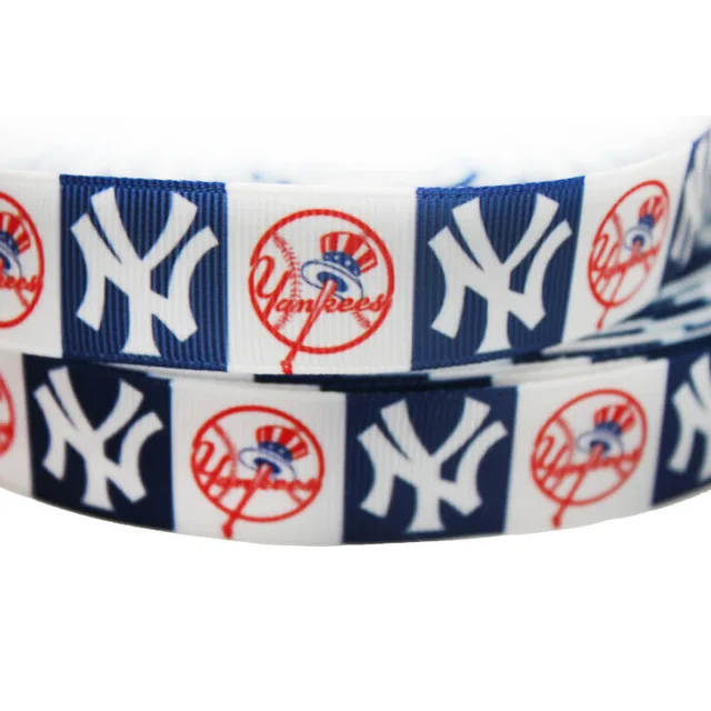 C Лента для волос New York Yankees Grosgrain 7/8 ''дюйма 22 мм с принтом, лента для волос ручной работы, бант, ошейник для собак Ruban 50 ярдов - Цвет: C