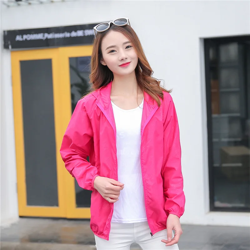 Rose Red Куртка для защиты от солнца, ветрозащитная, для мужчин и женщин, Джерси, для улицы, ветровка Veste, для велоспорта, плащ с капюшоном, спортивная куртка для рыбалки - Цвет: Rose Red