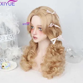 

XIYUE Long Wavy Wigs For Black Women African American Synthetic Golden Hair With Bangs Heat Resistant Cosplay Wig