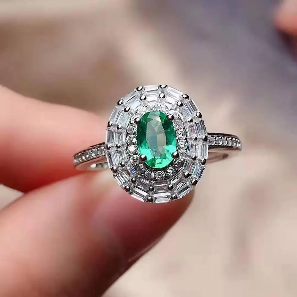 Natural Emerald Ring Fashionable Gem Quality 925 Silver - Rings - Aliexpress