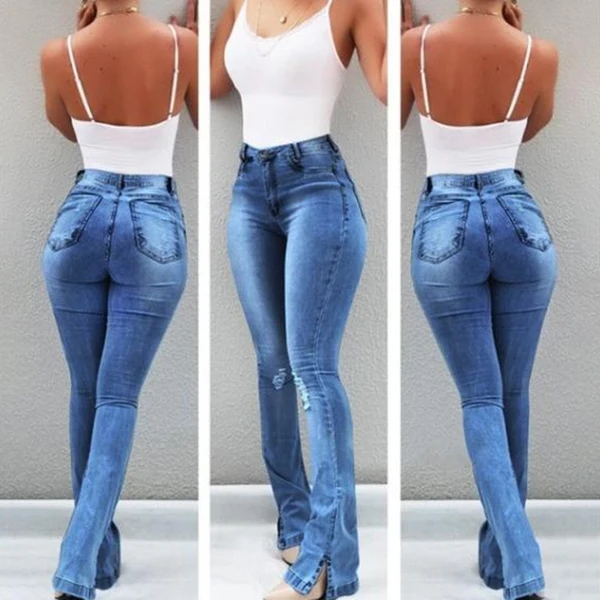 Женские узкие рваные брюки со средней талией, джинсы, эластичные длинные штаны, леггинсы TY66