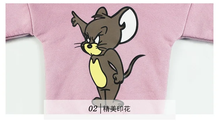 Girls Cartoon plus Velvet Hoodie INS Hot Selling Winter New Style Children Mid-length Thick Coat