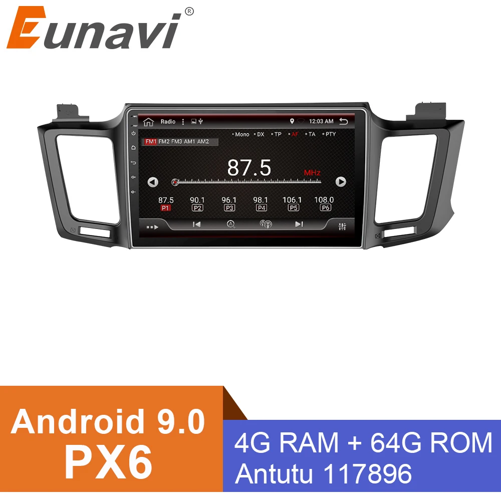 Eunavi 4G + 32G Android 9 0 автомобильное радио Мультимедиа Аудио Видео плеер WiFi навигация gps