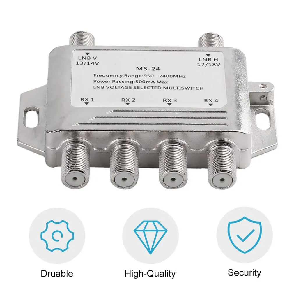 Mini Portable 2x4 Satellite Signal Multiswitch LNB Voltage Selected 950-2400MHz Multiswitch LNB Receiver Multiswitch