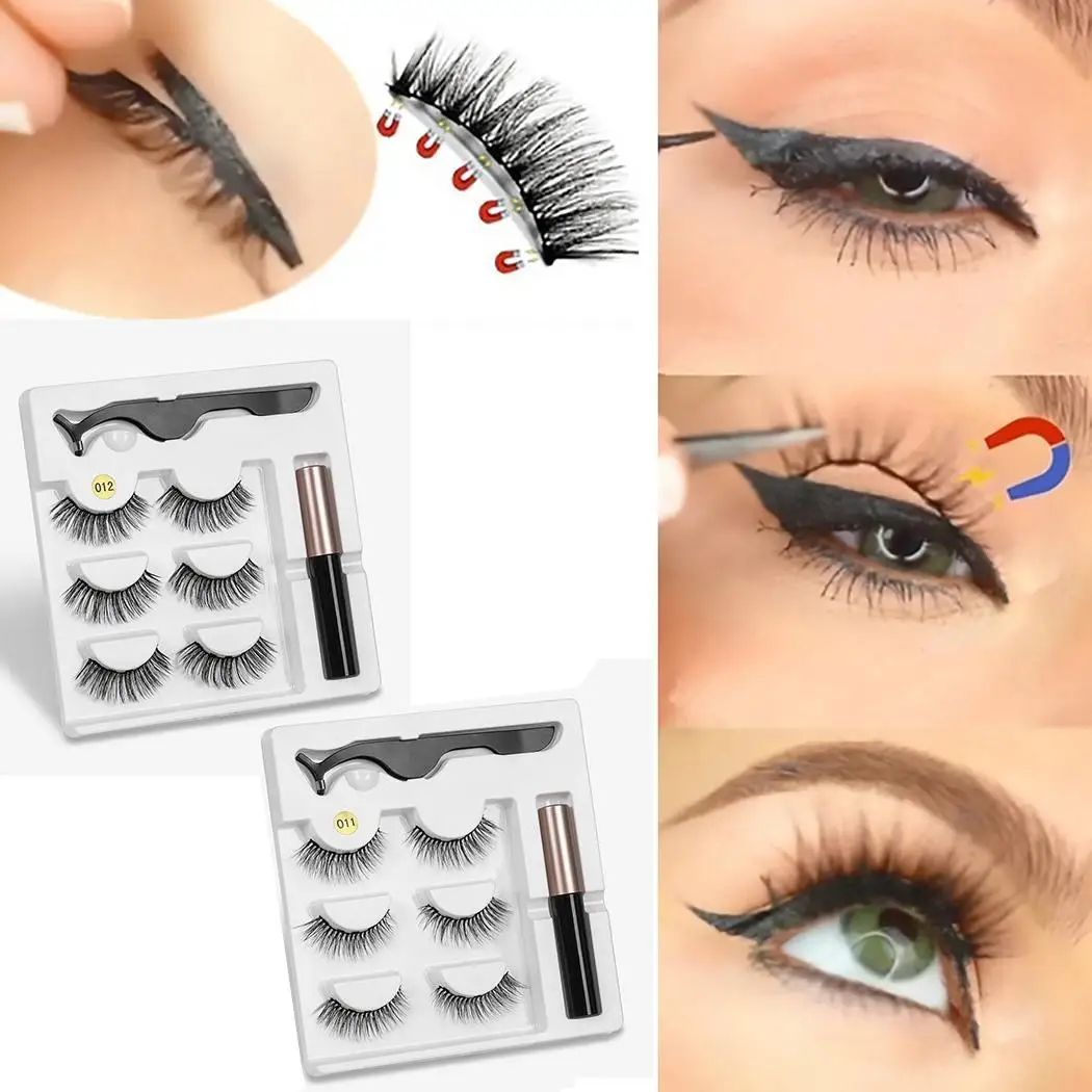 

Eyeliner Liquid Magnetic False Eyelashes Tweezer Set Eye Lashes Kit Black Women Makeup