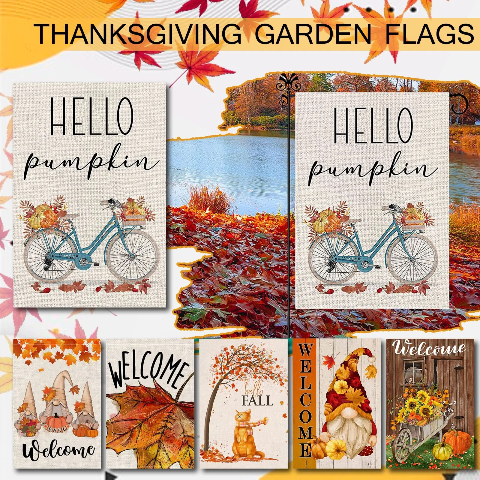 Thanksgiving Pumpkin Haunted House Holiday Banner Courtyard Garden Flag Patio Decor Party Props Supplies | Дом и сад