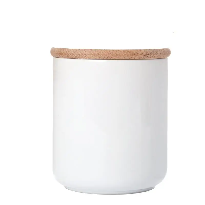 Белые керамические банки для хранения на кухне с деревянной крышкой, банки для сыпучих продуктов, кофе, специй, герметичный контейнер для пищевых продуктов