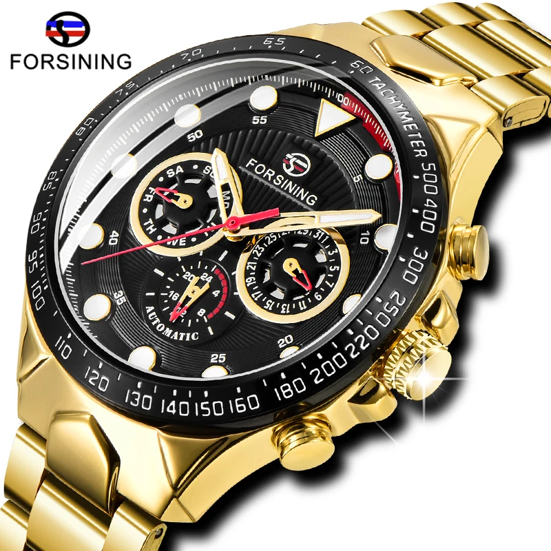 

Luxury Brand FORSINING Three Dial Men Automatic Mechanical Watch Sports Military Luminous Waterproof Clock Relogio Masculino