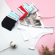 6 Pcs / Lot New Arrival 2022 Women Cotton Solid Color Sexy G String Thong For Ladies Panties 9007