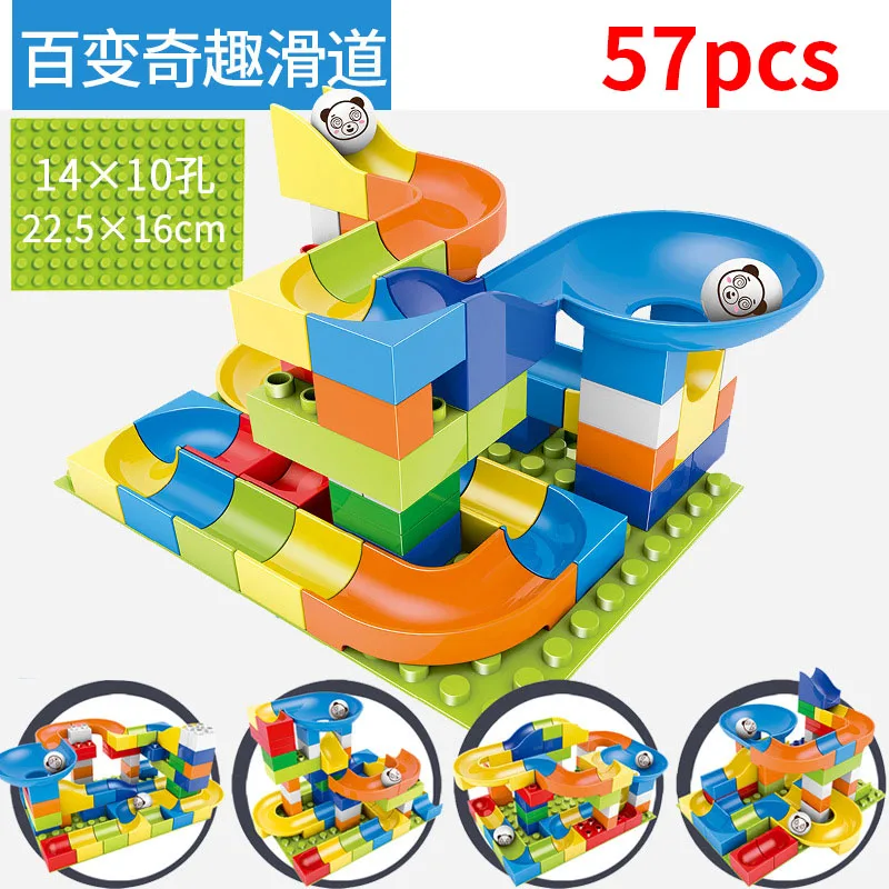 

57PCS Marble Race Run Block Big Size Compatible Duploed Building Blocks Plastic Funnel Slide DIY Assembly Bricks Toys Kids Gift