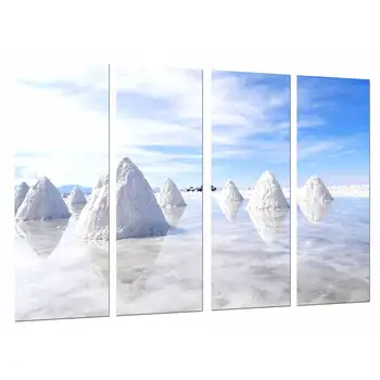 

White landscape Mountains Salt, Salinas Sky Blue, photo print on wood, modern picture decorative 27087