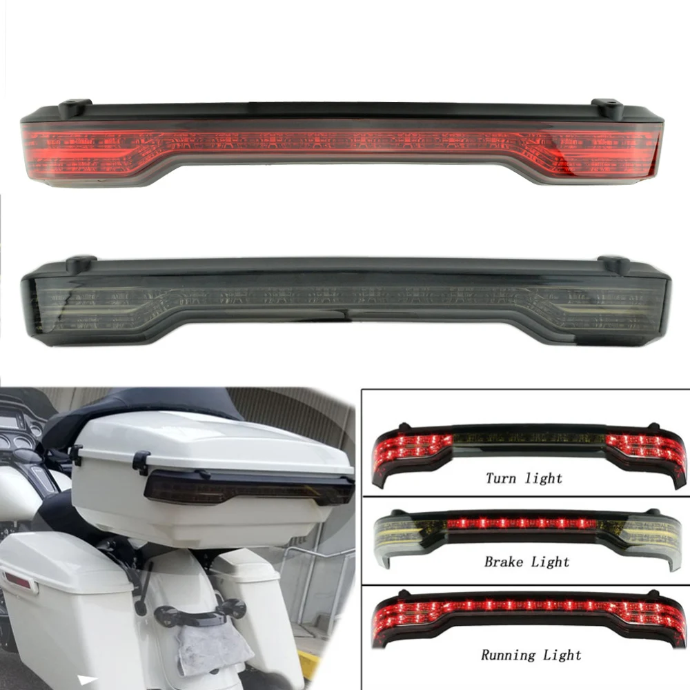 Black red Wrap Tour Pack LED Tail Brake Running Light for Harley Touring Trunk King 14-17