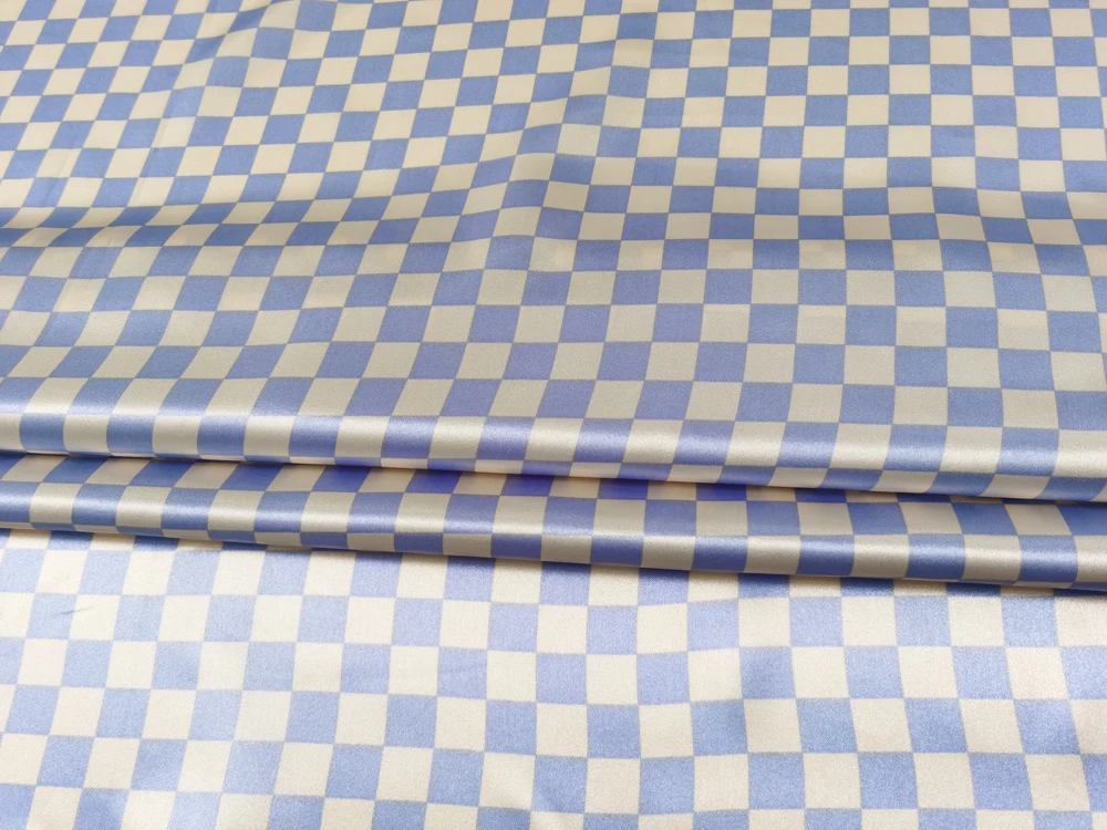 1 Meter x 1,48 Meter Schachbrettmuster Satinstoff Geometrisches Seidiges Charmeuse-Material für Schal, Kleid, Futter, Nähen, DIY – Detail 6