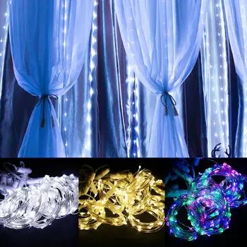 

Remote LED Curtain Fairy Lights String Christmas Led Patio Party Wedding Window Decor Outdoor String Lights For New Year 3x3m