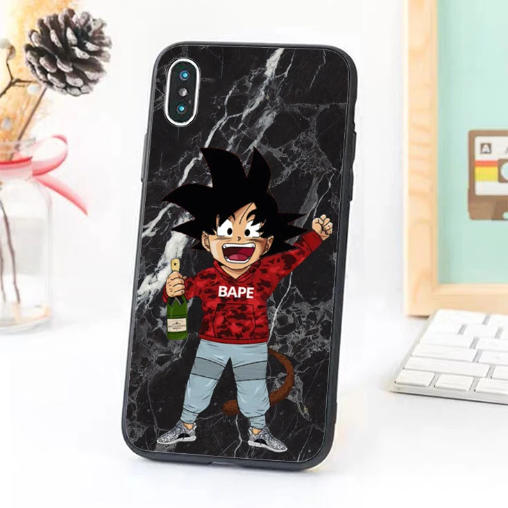 Bernandez 5 5S SE 6 6S TPU чехол для телефона iPhone 7 8 Plus X Xs Max XR Hot Kid Goku Bape черный мрамор