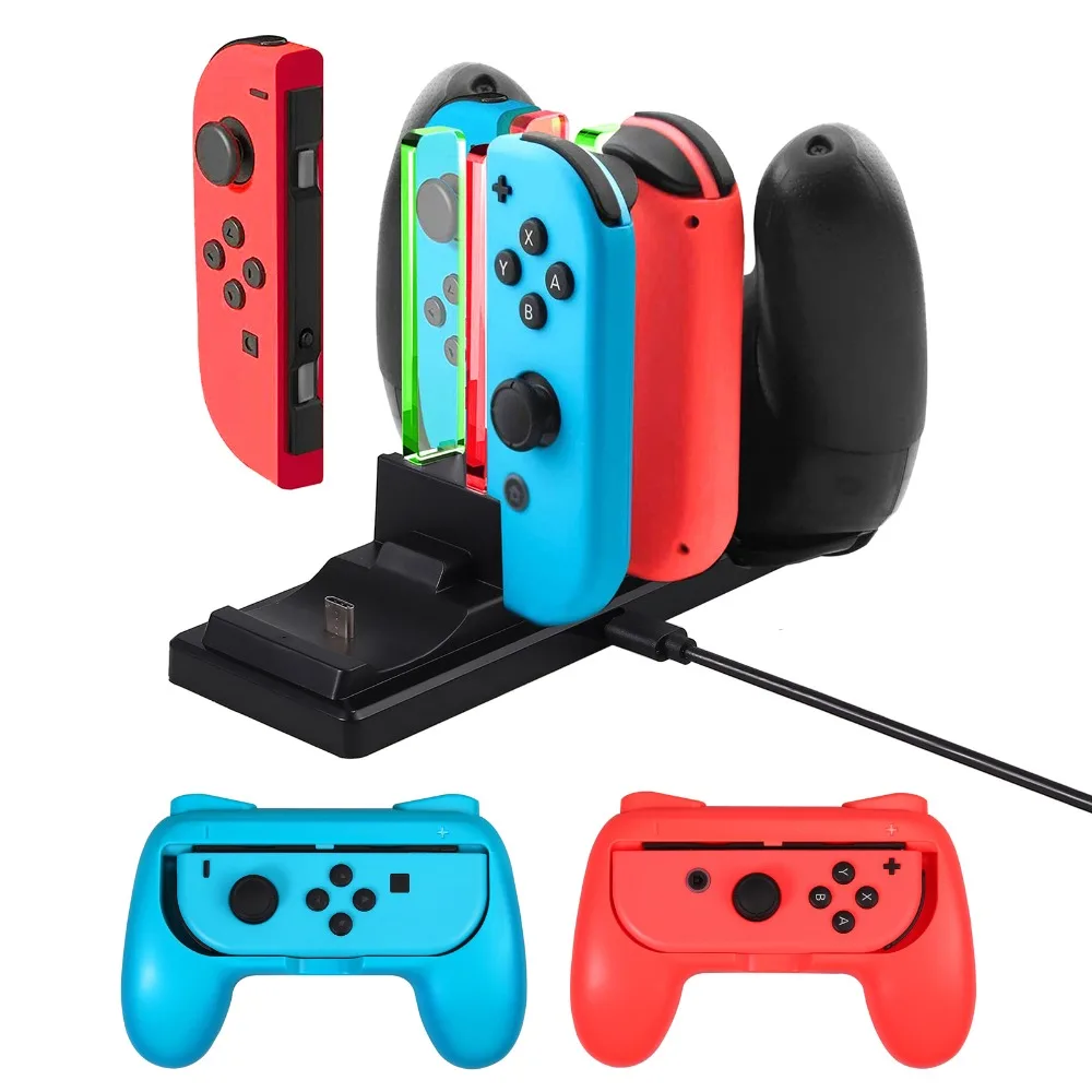 Proster для 6 в 1 зарядное устройство Колыбель контроллер для nintendo Переключатель консоли Joy-Con набор аксессуаров комплект с зарядной док-станцией