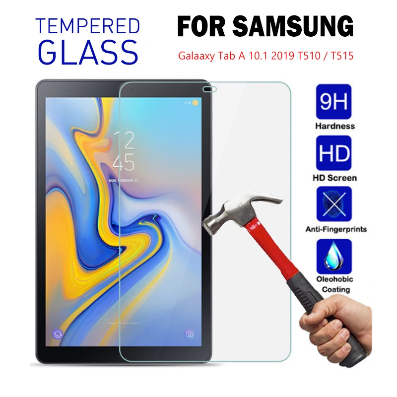 Tempered Glass Чехол для планшета samsung Galaxy Tab A 10,1 T510 T515, откидной Чехол из искусственной кожи, силиконовый чехол-подставка для samsung Tab A 10,1 - Цвет: Tempered Glass