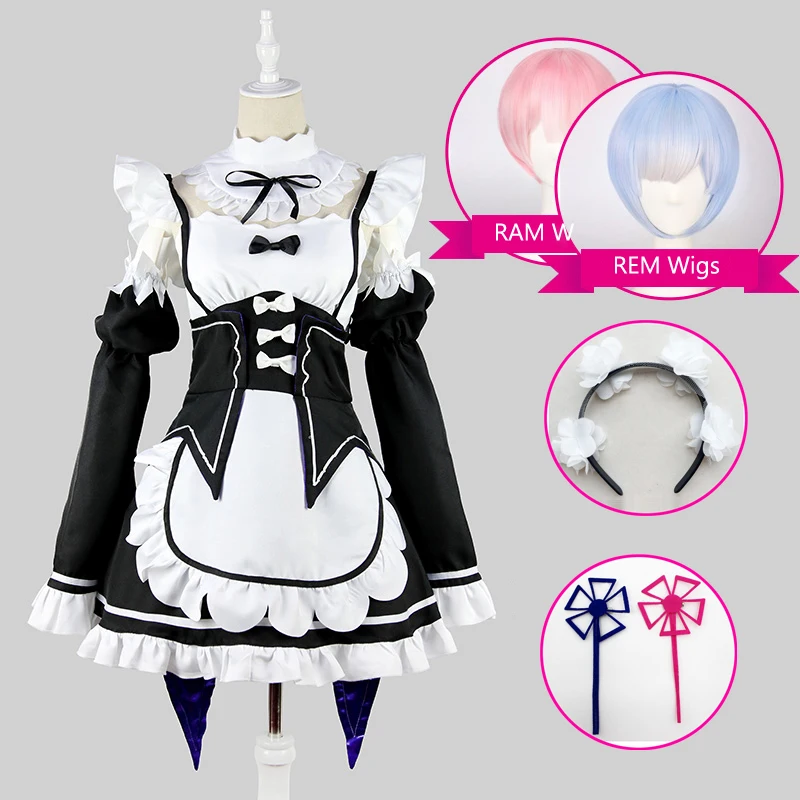 Аниме Re zero Kara Hajimeru Isekai Seikatsu Life In a другой мир Ram Rem Косплей Костюм горничная одежда