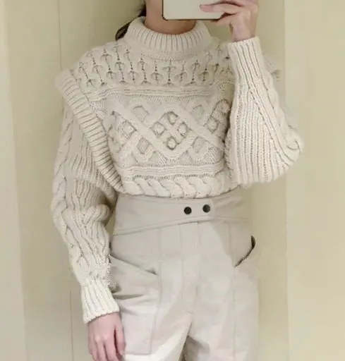 

Women's Knitted Sweater Solid Color O Neck Autumn Winter New Cute Twist Weave Fake Two Wool Knitwear Pullovers