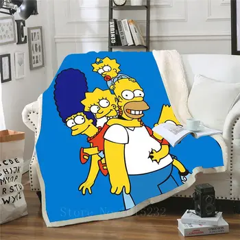 

The Simpson Funny Character Blanket 3D Print Sherpa Blanket on Bed Home Textiles Dreamlike Style 01