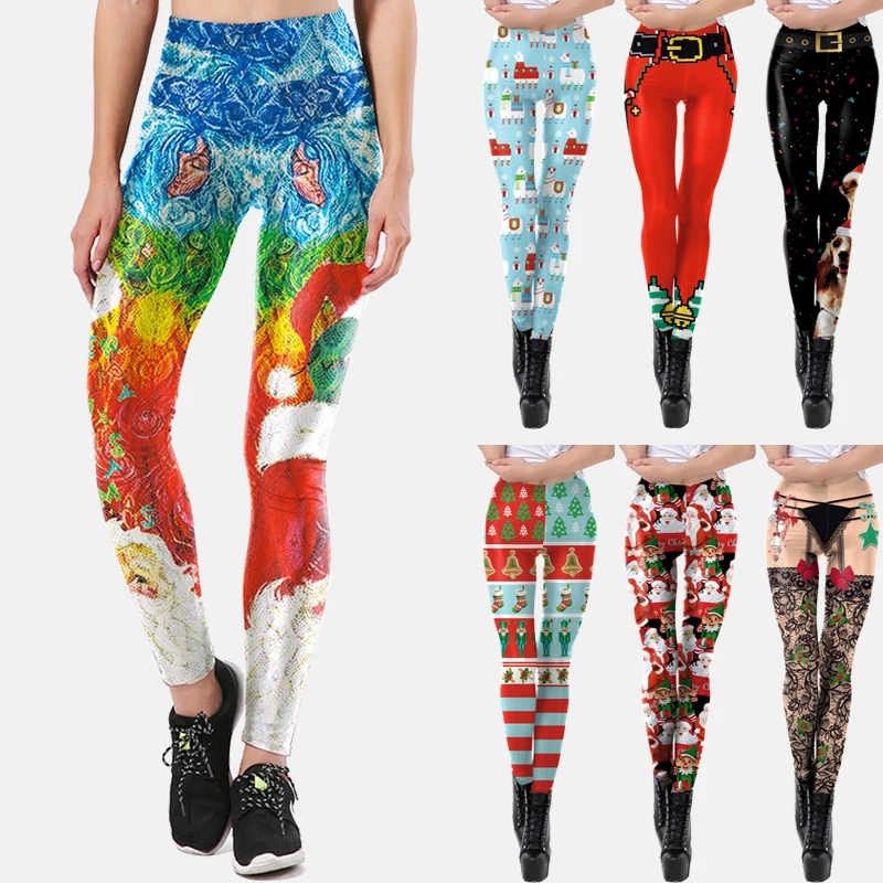 3D Digital Printing Christmas Leggings Women Fashion Funny Sexy Printed Elastic Skinny Leggings Xmas Gift pants winter