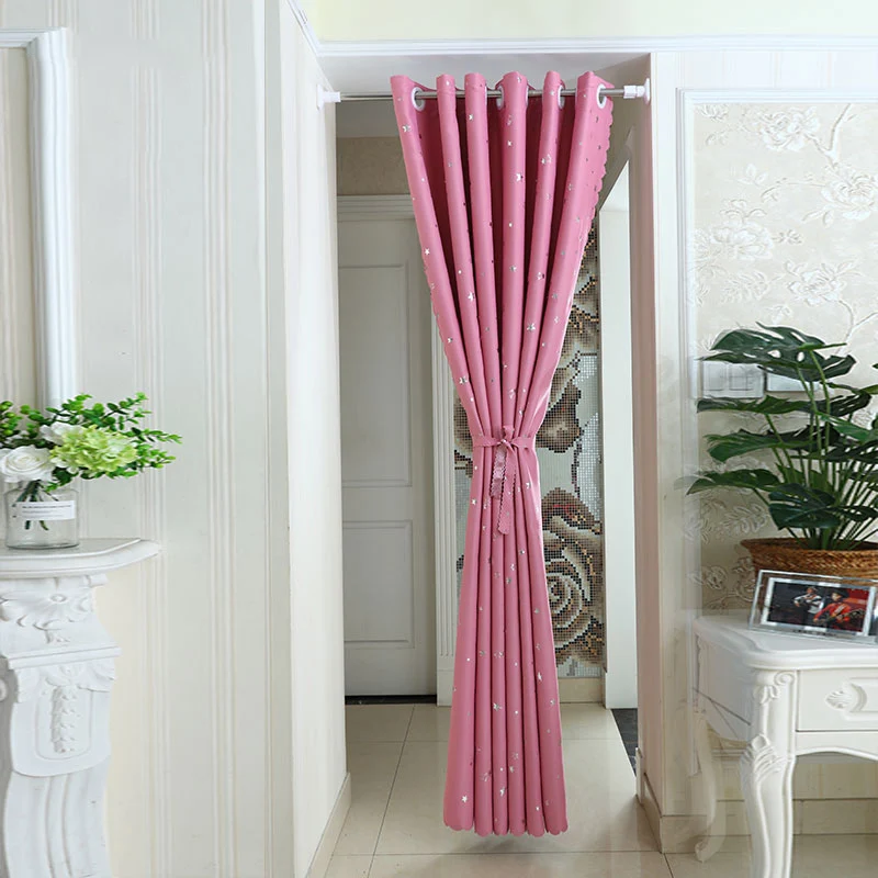 Star Pattern Thermal Door Curtains Blackout Cloth Curtain Grommet Top 5 Colors for Bathroom Kitchen Bedroom Door Balcony DW1233