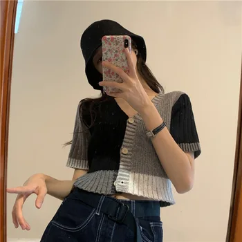 

L 2020 Early Autumn New Style Korean-style INS Cool Joint Knitted Cardigan