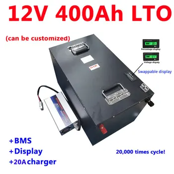 

GTK 12V 400Ah Lithium titanate Battery 2.4v LTO cells with 5s BMS 20000 cyclelife for 1500w 3000w solar panes yacht+20A charger