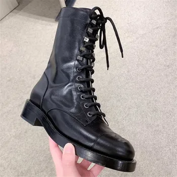 

Mixed Colors Boots Motorcyle Ankle Boots 2019 Round Toe Lace Up Martin Boots Square Heels Fashion Ladies Shoes Med Sexy Boots
