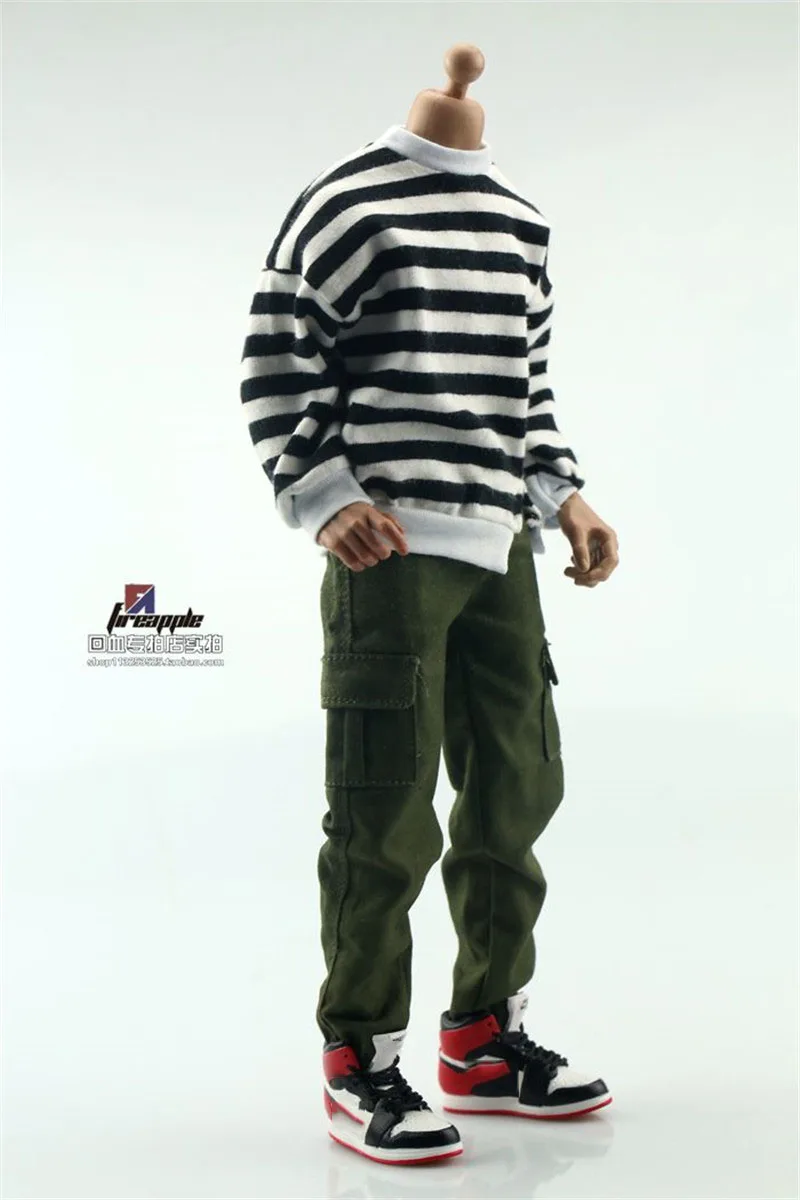 striped Pants Male Sweatpants for 12inch Action Figure 1:6 Scale Side