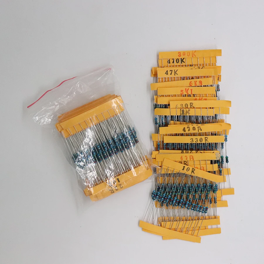 300Pcs 10 -1M Ohm 1/4w Resistance 1% Metal Film Resistor Assortment Kit Set 30Kinds*10pcs=300PCS Free Shipping