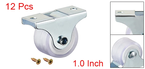 12pcs Uxcell 4/8/12 шт жесткая Non-вращающиеся колесики колеса 1 дюйм белый колесо ПВХ верхняя пластина крепится с помощью винтов мебель для замены - Цвет: 12pcs