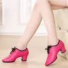 Ballroom Latin Dance Shoes For Women Genuine Leather Split Soles Teacher's Shoe Ladies Salsa Chacha Waltz Tango Dance Shoe Pink 1
