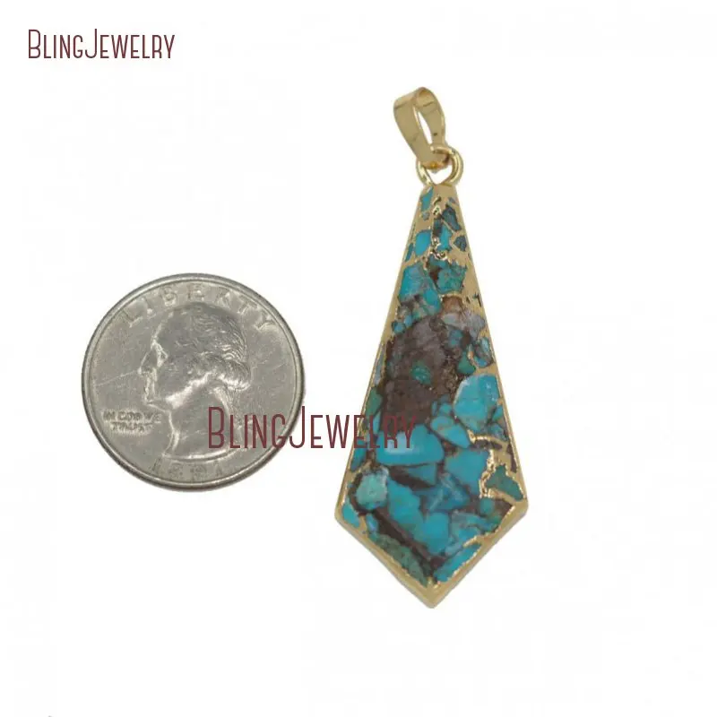 

Mosaic Turquoises Howlite Pendant Charm Gold or Silver Dipped PM28095