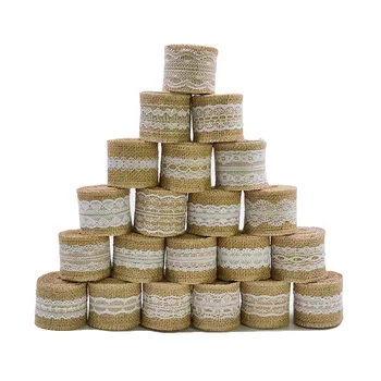 

2m*5cm Christmas Burlap Ribbon Natural Jute Burlap Rolls For Rustic Wedding Party Decoration DIY Bow Craft Hessian Lace Ribbon