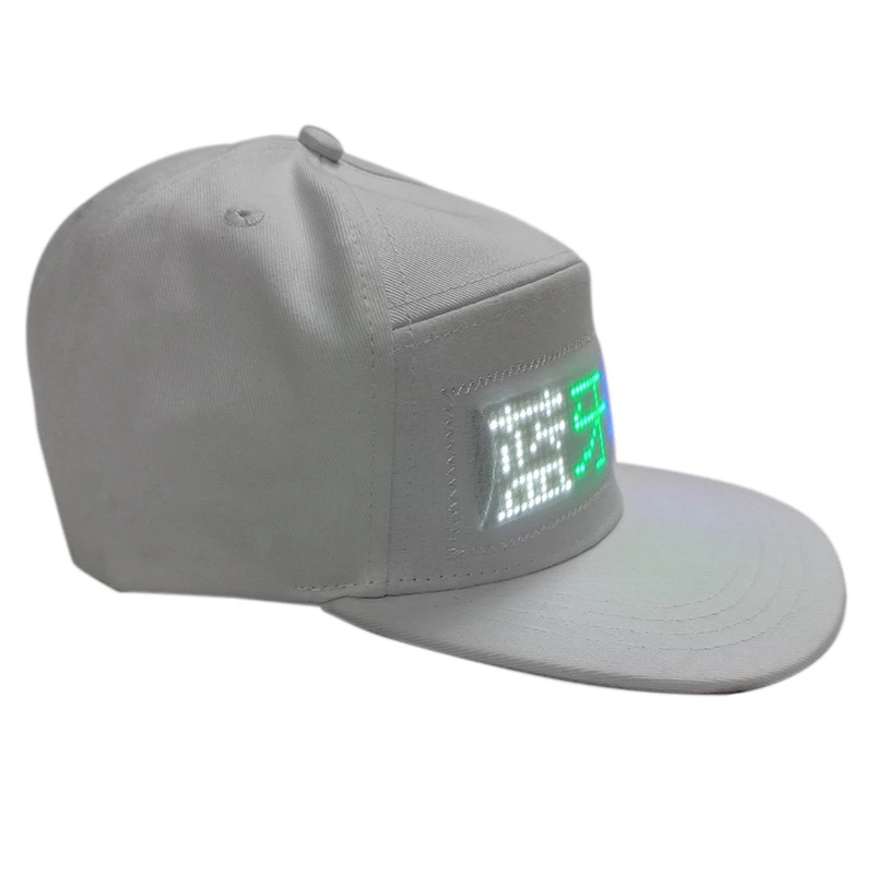 Креативная шляпа в стиле хип-хоп со светодиодными лампами и Bluetooth для работы в мобильном приложении для мужчин и женщин, вечерние шляпы для верховой езды - Цвет: White
