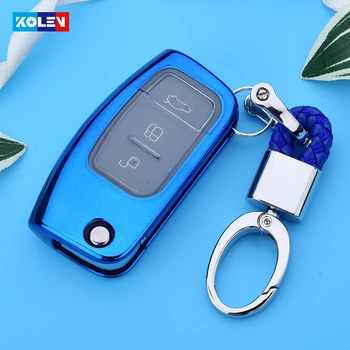

Plating Soft TPU+PC Car Remote Key Case Cover Holder For Ford Fiesta Focus Mondeo Falcon B-Max C-Max Eco Sport Galaxy Key Holder