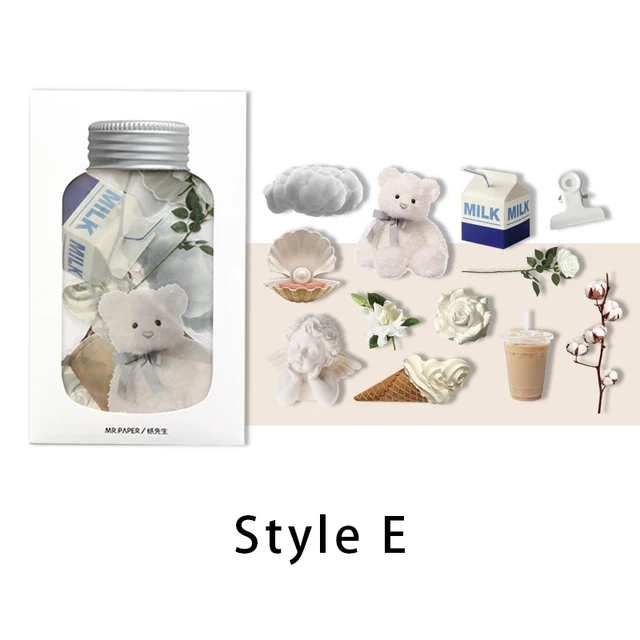 Mr.paper 6 Designs 12 Pcs/bag Bottled Flowers Series Plant Style Butterfly Flower Hand Account Material DIY Decoration Stickers E