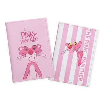

Cartoon Lovely Pink Panther Travel Passport Cover Women Bank Credit Card & ID Holders Fashion Soft PU Leather Passport Wallet