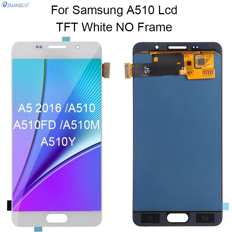 Dinamico Акция A5 ЖК-дисплей для samsung Galaxy A510 lcd A510F A510M A510Y дисплей кодирующий преобразователь сенсорного экрана в сборе - Цвет: TFT Adjustable White