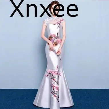 Xnxee элегантное праздничное платье; кружевное стильное платье с цветочной вышивкой; Vestido De novia