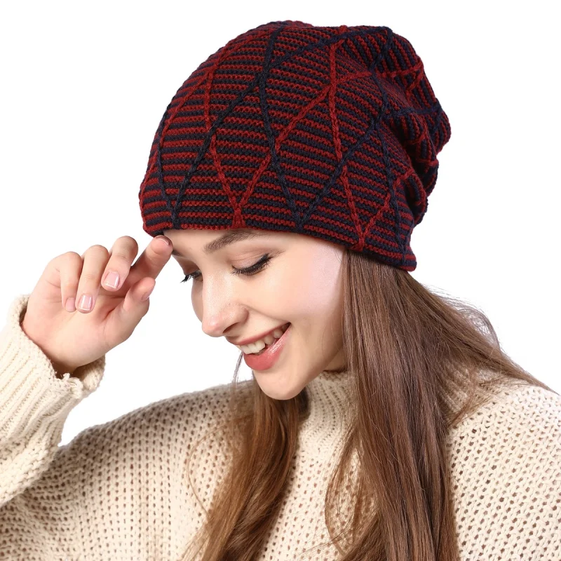 Женские модные зимние теплые дамские Повседневные шапки, вязаные эластичные вязаные шапки, женская шапка