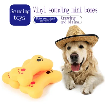 

Mini Lovely Pet Dog Puppy Cat Chewing Chew Soft Small Rubber Bone Squeaker Squeaky Sound Play Toy Orange 1 Pcs pet toy dog toy